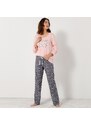 Blancheporte Pyžamové nohavice s potlačou "Beautiful" sivá antracitová 036