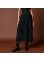 Blancheporte Polodlhá plisovaná sukňa s čipkovaným lemom 036