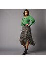 Blancheporte Dlhá zavinovacia sukňa s minimalistickým vzorom čierna/ražná 040