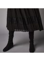 Blancheporte Dlhé šaty s prekrížením z plisovaného voálu a čipky 040