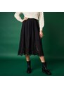 Blancheporte Široká sukňa s macramé lemom čierna 050
