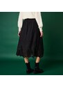 Blancheporte Široká sukňa s macramé lemom čierna 050