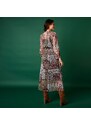 Blancheporte Voálové šaty s potlačou a žabkovaným pásom ražná/khaki 040