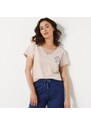 Blancheporte Pyžamové tričko s krátkymi rukávmi a potlačou kvetín piesková 036