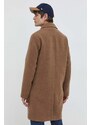 Kabát s prímesou vlny Hollister Co. béžová farba, prechodný