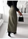 Webmoda Dámska zelená rifľová sukňa s rozparkom