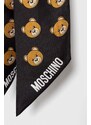 Hodvábna šatka Moschino čierna farba, vzorovaná, M5708 E3242