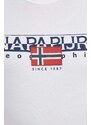 Bavlnené tričko Napapijri S-Aylmer pánske, biela farba, s potlačou, NP0A4HTO0021