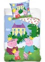 Carbotex Detské posteľné obliečky Prasiatko Peppa - motív Kráľovská rodinka - 100% bavlna - 70 x 90 cm + 140 x 200 cm