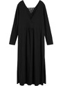 bonprix Nočné šaty s čipkovaným výstrihom, farba čierna