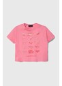 Detské bavlnené tričko Emporio Armani 2-pak ružová farba