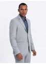 Ombre Clothing Pánske elegantné sako s ozdobnými gombíkmi na manžetách - sivé V2 OM-BLZB-0114