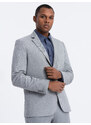 Ombre Clothing Pánske elegantné sako s ozdobnými gombíkmi na manžetách - sivé V2 OM-BLZB-0114