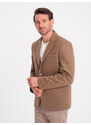 Ombre Clothing Pánske ležérne sako s ozdobnými gombíkmi na manžetách - svetlohnedé V2 OM-BLZB-0118
