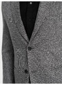 Ombre Clothing Pánske sako na voľný čas s ozdobným špendlíkom na klope - sivý melír V1 OM-BLZB-0120