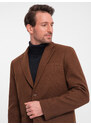 Ombre Clothing Pánske sako s ozdobnými gombíkmi na manžetách - čokoládovo hnedé V1 OM-BLZB-0118