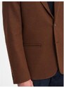 Ombre Clothing Pánske ležérne sako s ozdobnými gombíkmi V1 OM-BLZB-0118 čokoládovo hnedé