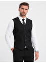 Ombre Clothing Pánska obleková vesta bez klop - čierna V4 OM-BLZV-0112