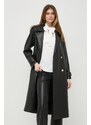 Kabát Liu Jo dámsky, čierna farba, prechodný, dvojradový