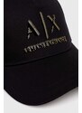 Bavlnená šiltovka Armani Exchange čierna farba, s potlačou, 954227 4R121