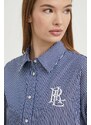 Bavlnená košeľa Lauren Ralph Lauren dámska, tmavomodrá farba, regular, s klasickým golierom, 200928499