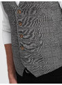 Ombre Clothing Pánska vesta bez klopí v jemnej kockovanej farbe - grafitová V2 OM-BLZV-0123