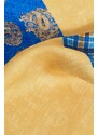 ALTINYILDIZ CLASSICS Men's Navy-Yellow Patterned Navy Blue Yellow Classic Handkerchief