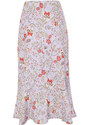 Trendyol Lilac Skirt Flounce Viscose Fabric Animal Pattern Midi Woven Skirt