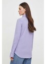Bavlnená košeľa Polo Ralph Lauren dámska, fialová farba, regular, s klasickým golierom, 211924258