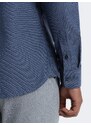 Ombre Clothing Pánske bavlnené tričko REGULAR FIT s vreckom - modré V3 OM-SHCS-0147