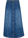 bonprix Komfortná strečová džínsová sukňa, midi dĺžka, farba modrá, rozm. 42