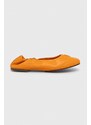 Kožené balerínky Tommy Hilfiger TH ELEVATED ELASTIC BALLERINA oranžová farba, FW0FW07882