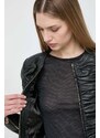 Kožená bunda Pinko dámska, čierna farba, prechodná, 102993.A1KC