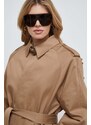 Kabát Versace Jeans Couture dámsky, béžová farba, prechodný, 76HAT410 N0311