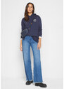 bonprix Strečové džínsy, Loose Fit, Straight, vysoké, farba modrá