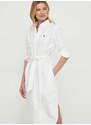 Bavlnené šaty Polo Ralph Lauren biela farba,mini,rovný strih,211928804