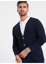 Ombre Men's structured cardigan sweater with pockets - navy blue