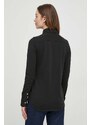 Bavlnená košeľa Polo Ralph Lauren dámska, čierna farba, regular, s klasickým golierom, 211924258