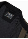 Ombre Clothing Pánska bunda BIKER zo štruktúrovanej tkaniny - tmavo olivovo zelená V1 OM-JANP-0138