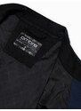 Ombre Clothing Pánska bunda BIKER zo štruktúrovanej tkaniny - tmavomodrá V3 OM-JANP-0138