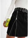 bonprix Mini sukňa s ozdobným zapínaním na zips a opskom, farba čierna