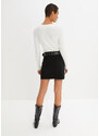 bonprix Mini sukňa s ozdobným zapínaním na zips a opskom, farba čierna