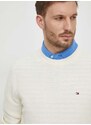 Bavlnený sveter Tommy Hilfiger béžová farba, MW0MW34692