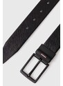 Obojstranný kožený opasok Tommy Hilfiger pánsky, čierna farba, AM0AM12178