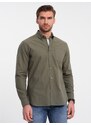 Ombre Clothing Ležérna khaki košeľa s vreckom V4 SHOS-0153