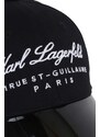 Detská bavlnená šiltovka Karl Lagerfeld čierna farba, s nášivkou