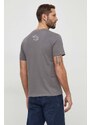 Bavlnené tričko Desigual pánsky, šedá farba, s potlačou, 24SMTK25
