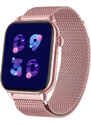 Smart hodinky Madvell Pulsar s volaním cez bluetooth a EKG růžové s kovovým magnetickým remienkom
