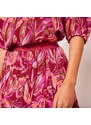 Blancheporte Midi volánová sukňa s potlačou listov malinová 036