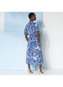 Blancheporte Rozšírené midi šaty s potlačou so zavinovacím výstrihom modrá/fialová 036